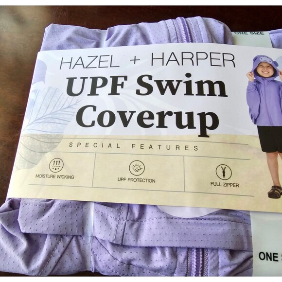 HAZEL + HARPER UPF Swim Coverup Purple Full Zipper 2T-4T Unisex - Picture 8 of 8
